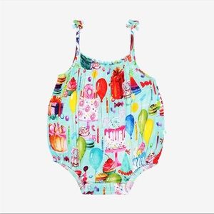 Posh Peanut Happy Birthday Sleeveless Bubble Romper
